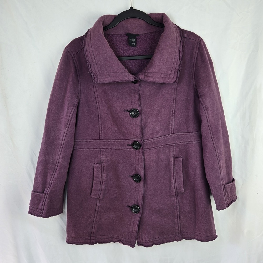 Nomadic Traders Womens Medium Button Front Fleece Jacket Decorative Buttons Art